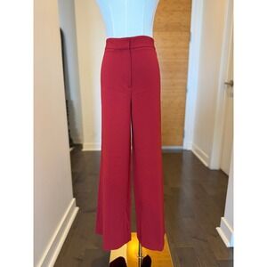 THEORY Terena Admiral Red Crepe Wide Leg High Rise Trouser Pants Red Size 8